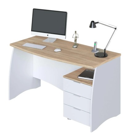 Mesa escritorio blanco artik y roble canadian 136x67x74 cm