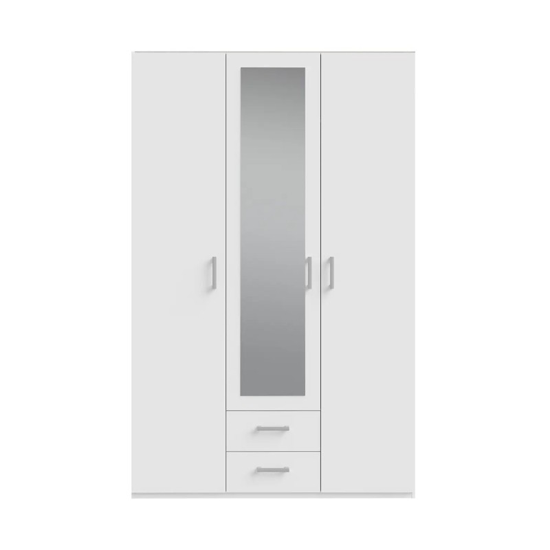 Armario 133 cm Blanco con Espejo y Cajones