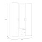Armario 133 cm Blanco con Espejo y Cajones