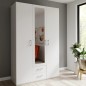 Armario 133 cm Blanco con Espejo y Cajones