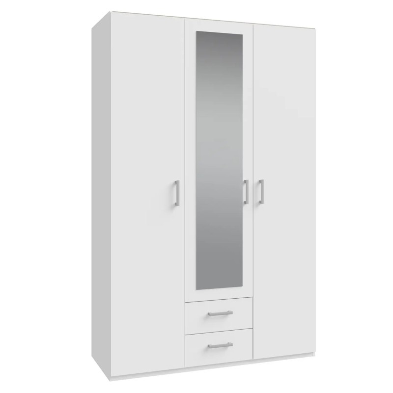 Armario 133 cm Blanco con Espejo y Cajones