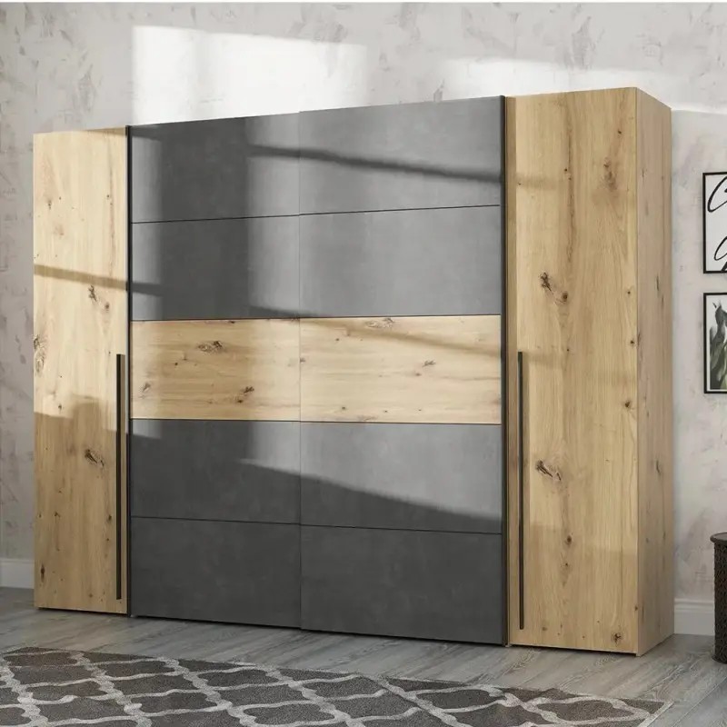 Armario Grande 270cm Negro y Roble | Muebles Tam Tam