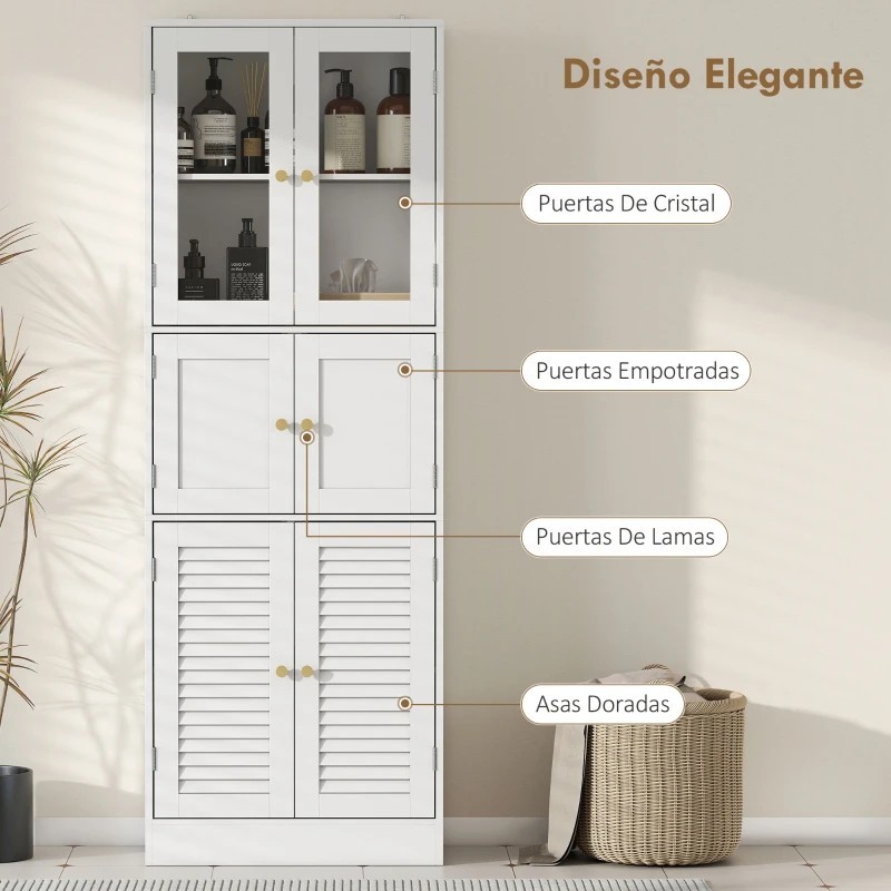 Columna de Baño Estrecha con Puertas de Vidrio Puertas