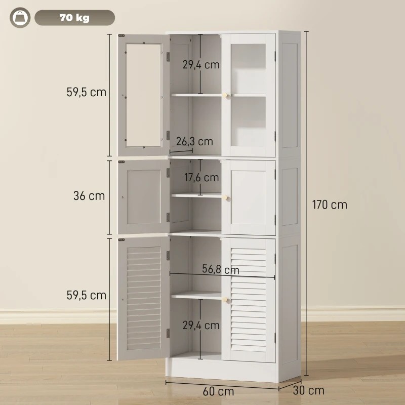 Columna de Baño Estrecha con Puertas de Vidrio Puertas