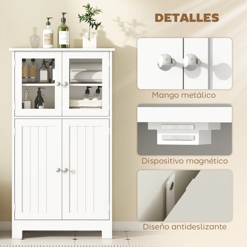 Armario Auxiliar de Baño con Puertas de Cristal - Muebles Tam Tam