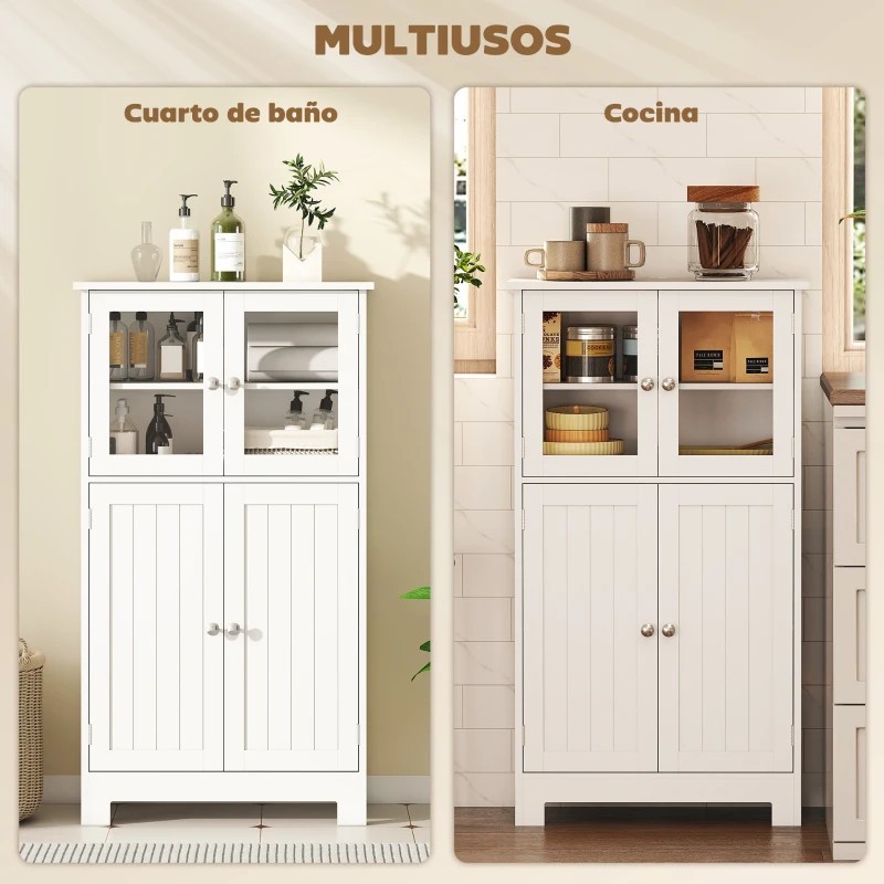 Armario Auxiliar de Baño con Puertas de Cristal - Muebles Tam Tam