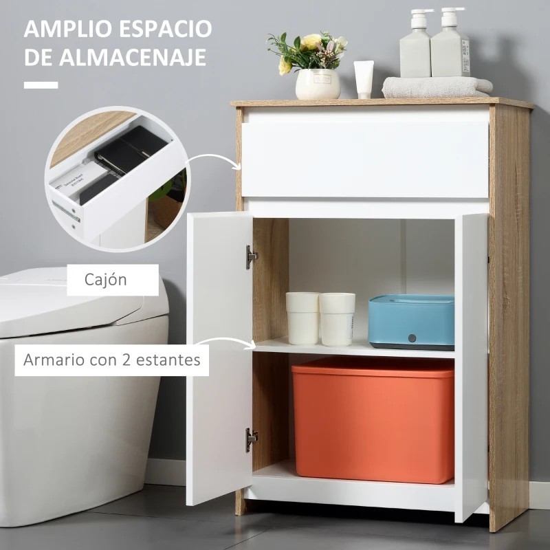 Armario de Baño con 1 Cajón y 2 Puertas