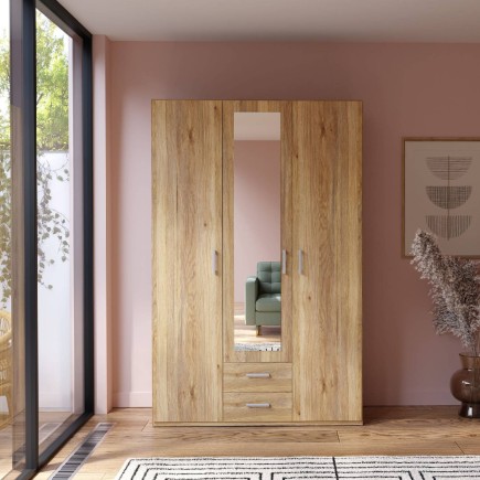 Armario 133x210 Roble con Espejo y 2 Cajones | Muebles Tam Tam