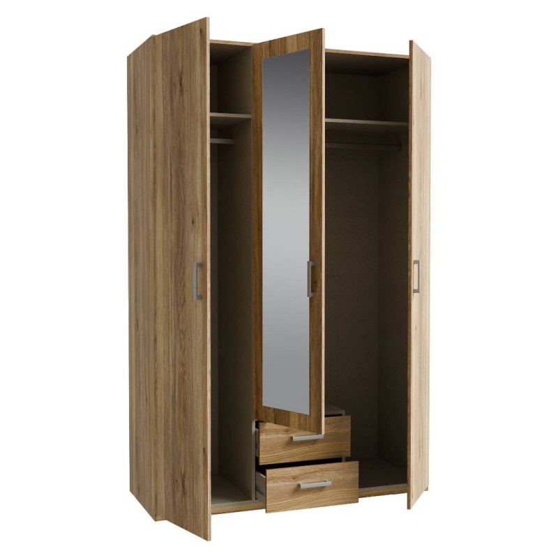 Armario 133x210 Roble con Espejo y 2 Cajones | Muebles Tam Tam