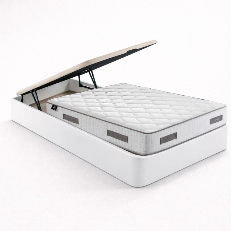 Pack Canapé Blanco 135x190 + Colchón Muelles Ensacados