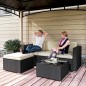 Conjunto Jardín Ratán 3 Piezas con Puff