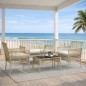 Set Jardín Duna – Sofá 2 Plazas, 2 Sillones y Mesa Cristal en Cuerda Beige