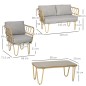 Set Jardín Boho Laro – Sofá 2 Plazas, Sillones y Mesa Cristal