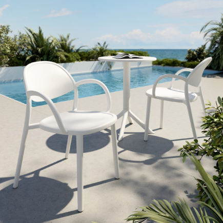 Pack 4 Sillas Bora Polipropileno Blanco – Apilables Interior y Exterior