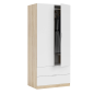 Armario Low Cost 2 Puertas con Cajones 80 cm Blanco y Roble