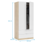 Armario Low Cost 2 Puertas con Cajones 80 cm Blanco y Roble