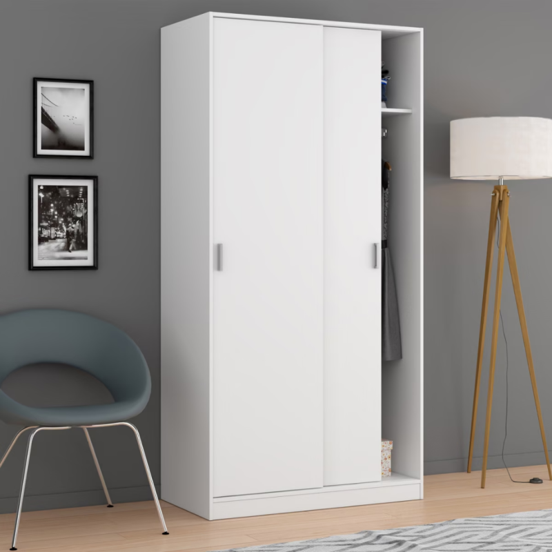 Armario Puertas Correderas Blanco 100 cm