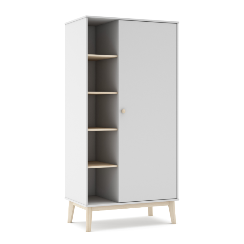 Armario 1 Puerta Blanco con Estantes y Patas 181 cm