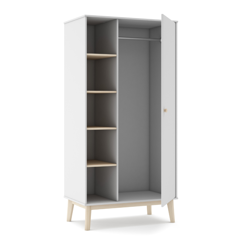 Armario 1 Puerta Blanco con Estantes y Patas 181 cm
