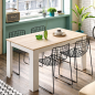 Mesa de Comedor Extensible Blanco y Roble 140 a 190 cm