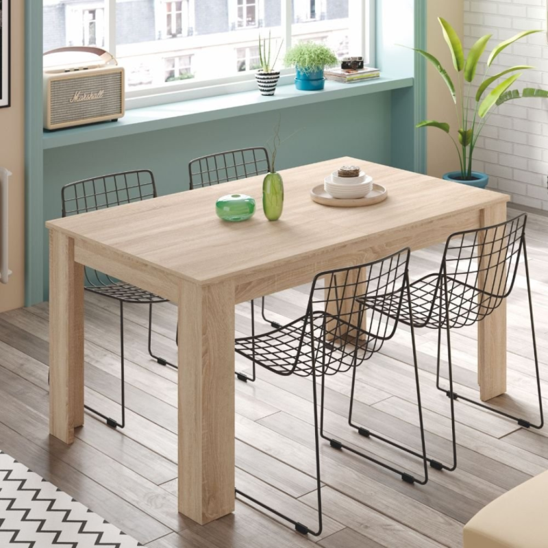 Mesa Extensible Roble 140 a 190 cm Moderna y Resistente