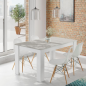 Mesa de Comedor Extensible Blanco y Cemento 140-190 cm