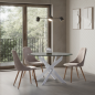 Mesa Redonda Cristal Blanca 120 cm Moderna