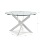 Mesa Redonda Cristal Blanca 120 cm Moderna