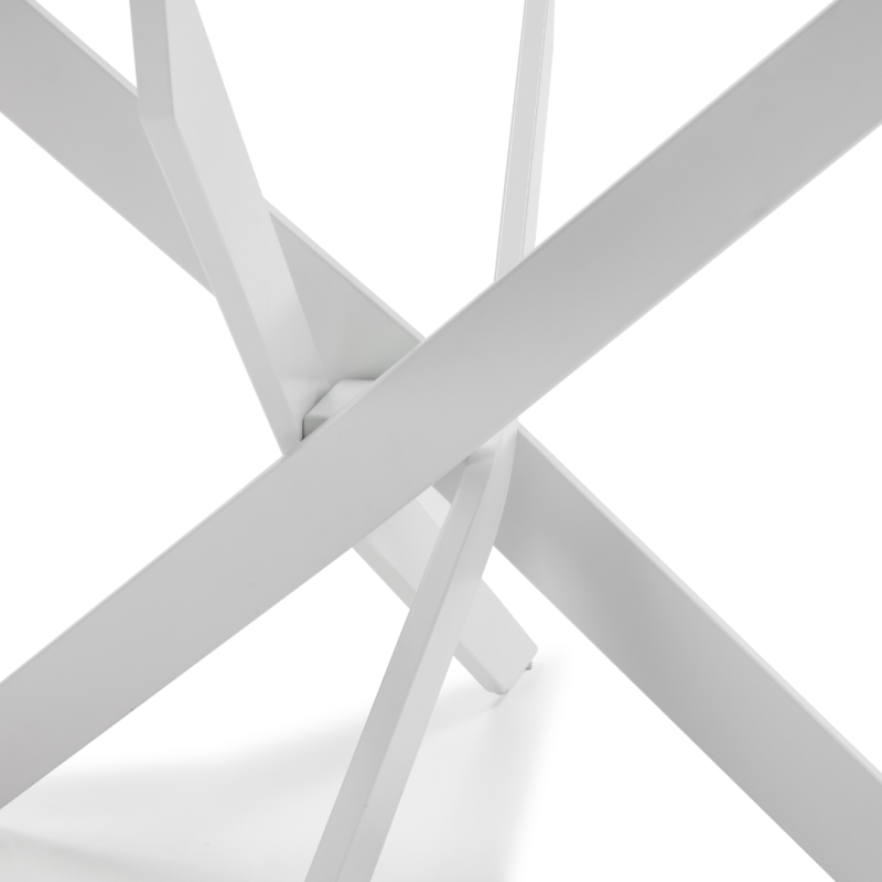 Mesa Redonda Cristal Blanca 120 cm Moderna