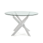 Mesa Redonda Cristal Blanca 120 cm Moderna