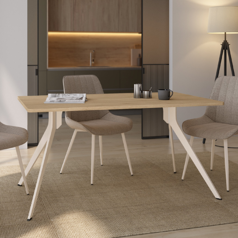 Mesa Comedor 160x90 Moderna con Patas Metálicas Varios Colores