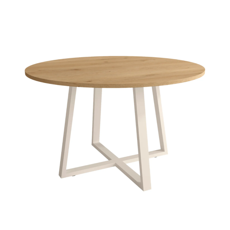 Mesa Redonda Roble 100 cm con Patas Marfil Moderna