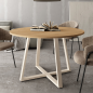 Mesa Redonda Roble 100 cm con Patas Marfil Moderna