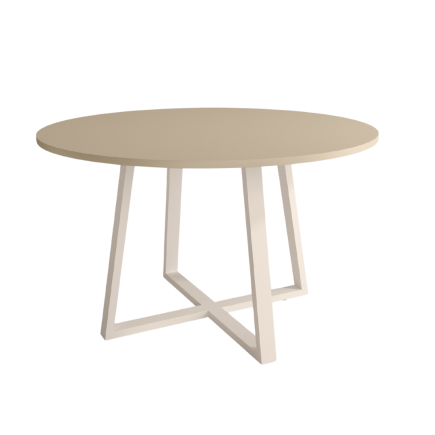 Mesa Redonda 100 cm Color Perla con Patas Marfil Moderna