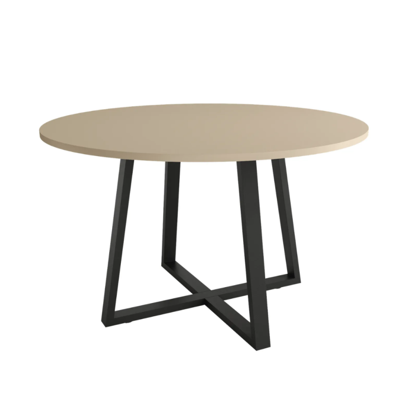 Mesa Redonda Perla 100 cm con Patas Negras Moderna