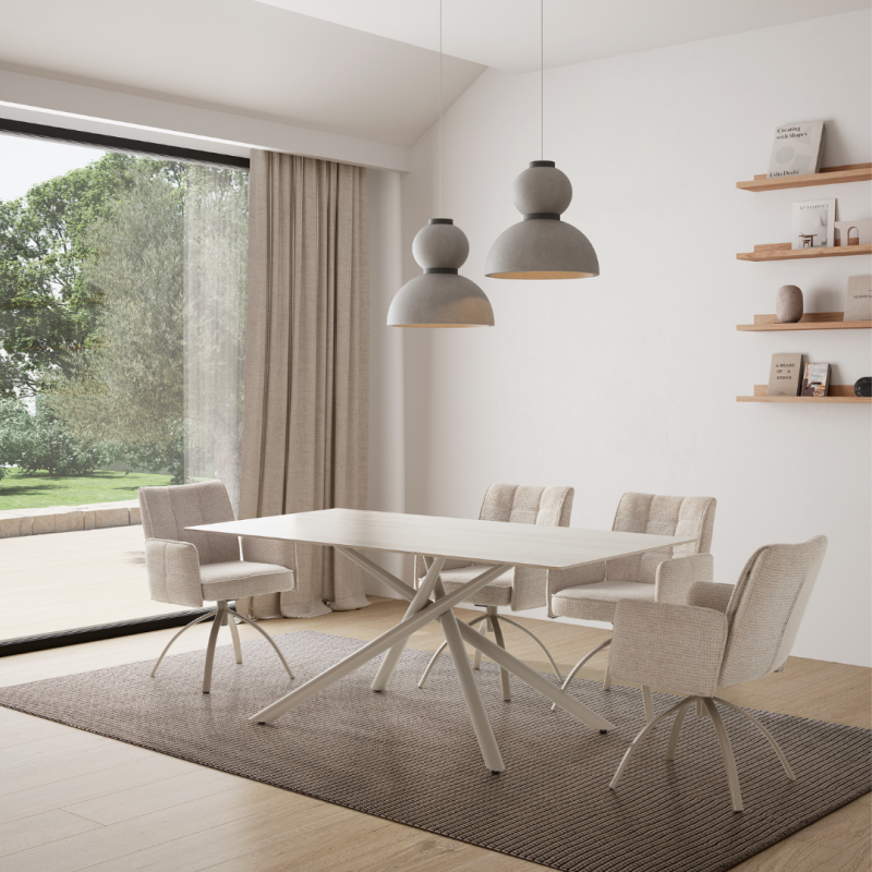 Mesa Comedor Cerámica 180x90 Beige | Resistente y Moderna