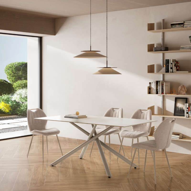 Mesa Comedor Cerámica 180x90 Beige | Resistente y Moderna