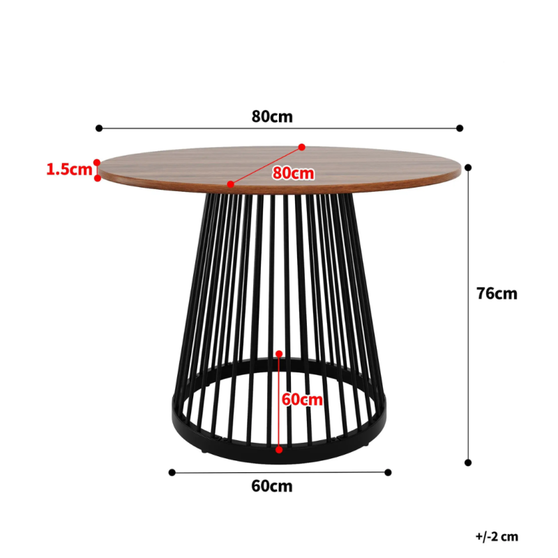 Mesa Redonda 80 cm Nogal | Compacta para 2-4 Personas