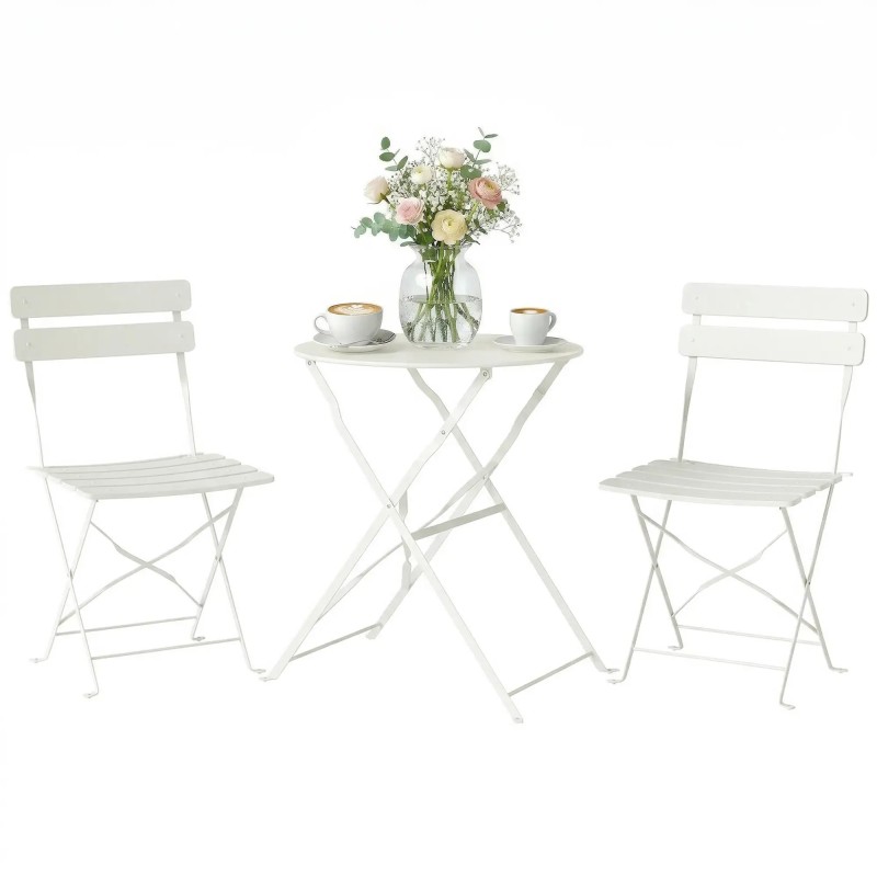 Conjunto Bistro Plegable 2 Personas Balcón | Mesa y Sillas Exterior Antióxido