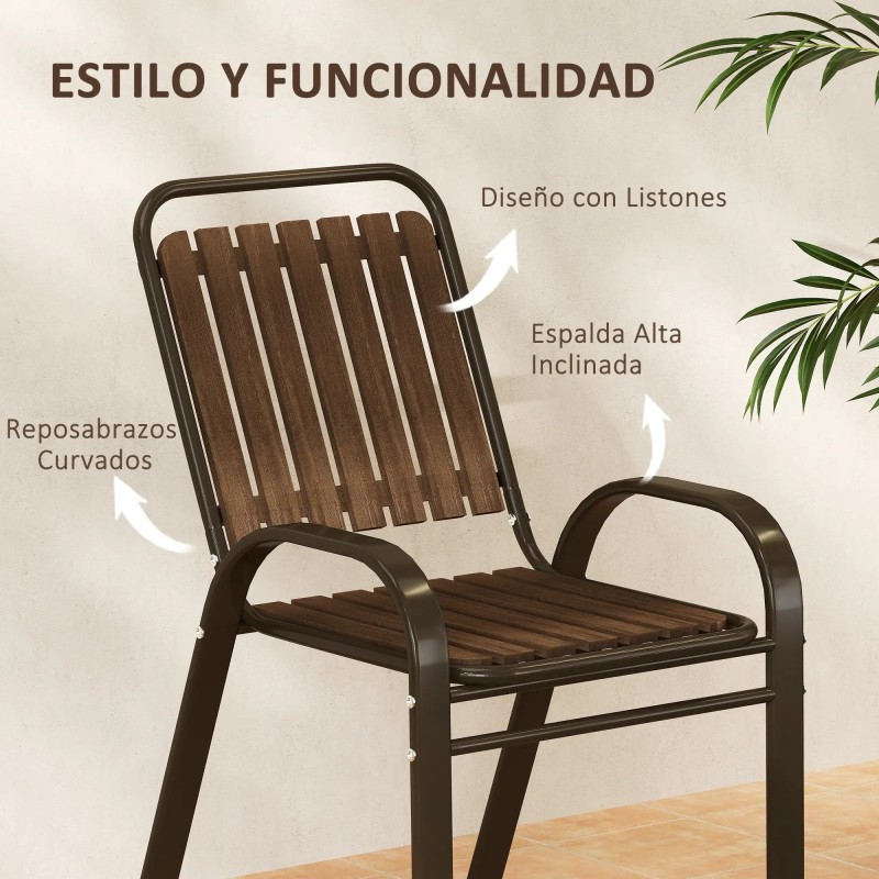 Conjunto Jardín Mesa Vidrio y 2 Sillas Apilables | Exterior Elegante