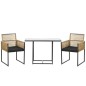 Set Ratán Anidable con Mesa de Cristal y 2 Sillas | Exterior Compacto