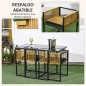 Set Ratán Anidable con Mesa de Cristal y 2 Sillas | Exterior Compacto