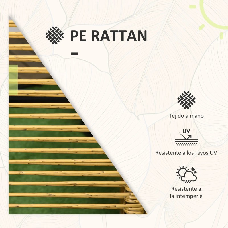 Set Ratán Anidable con Mesa de Cristal y 2 Sillas | Exterior Compacto