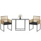 Set Ratán Anidable con Mesa de Cristal y 2 Sillas | Exterior Compacto