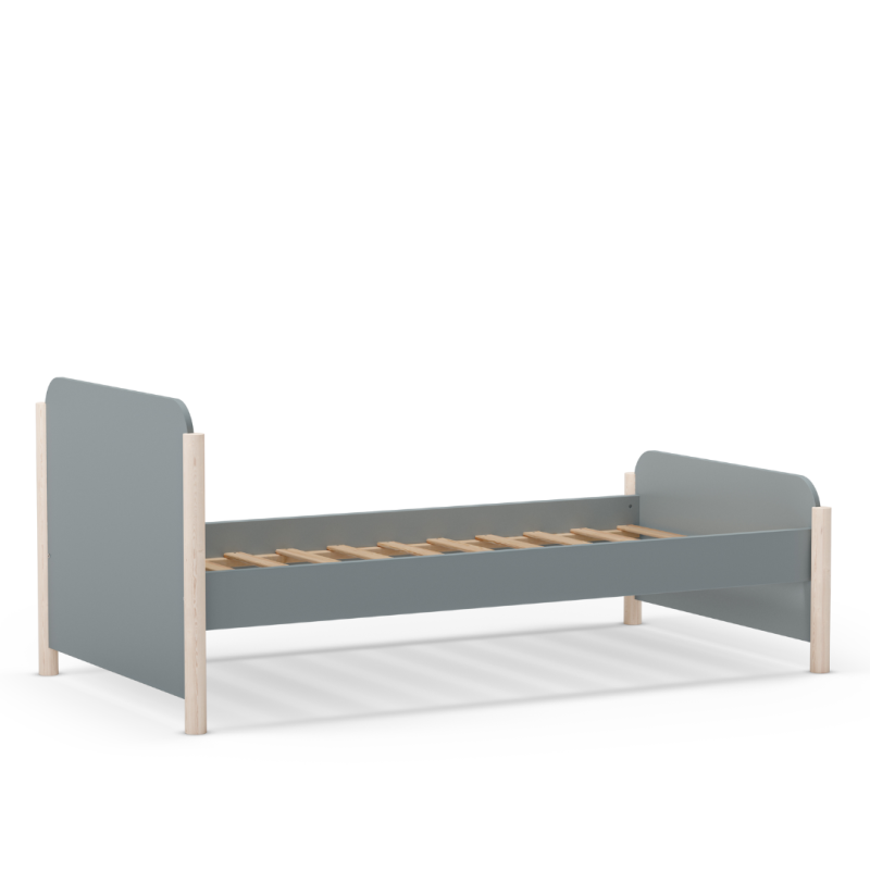 Cama Juvenil Verde Kaki y Madera 90x190 | Diseño Moderno