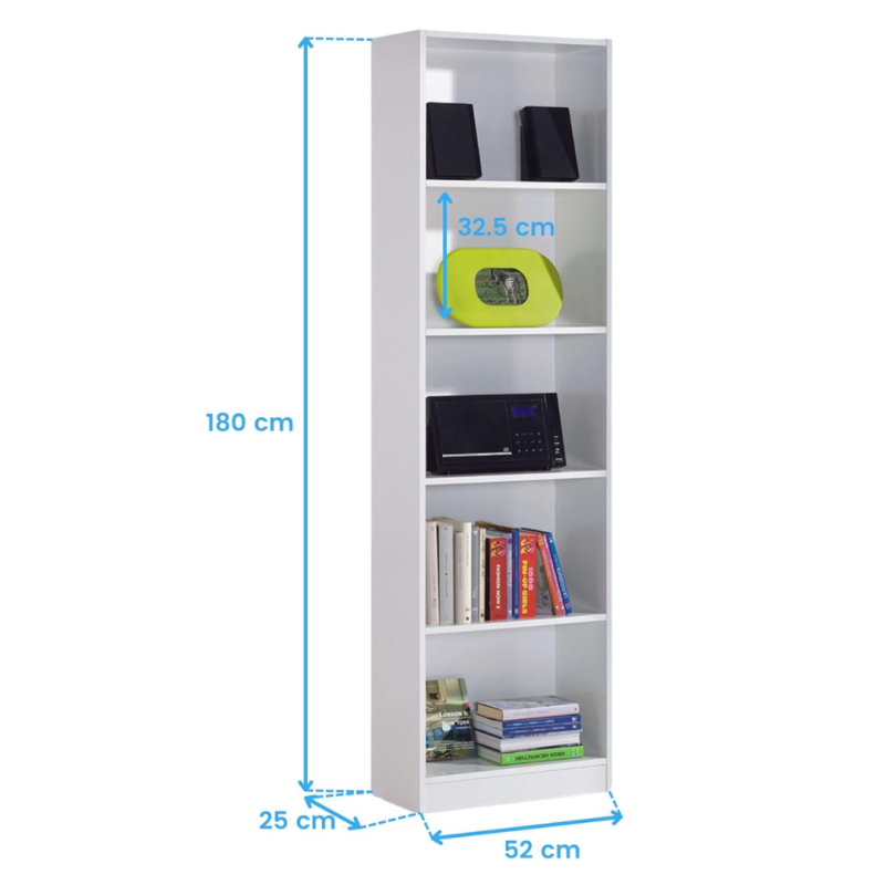 Estantería Alta Juvenil Blanco Artik i-Joy | 5 Estantes 52x180 cm