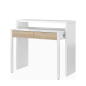 Mesa Escritorio Extensible Consola 2 en 1 | Blanco Artik y Roble Canadian 98,5 cm