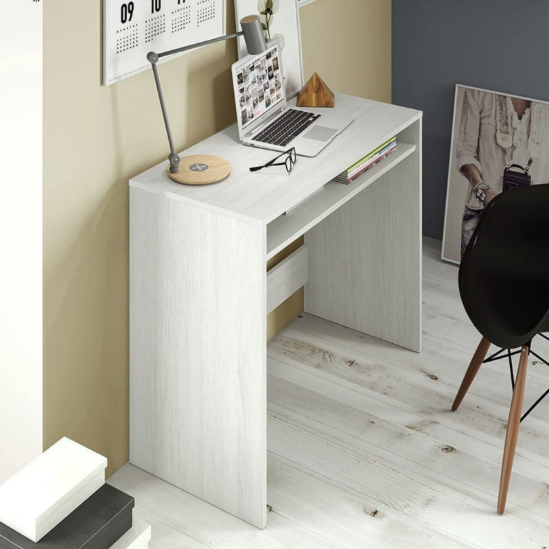 Mesa Escritorio Compacta Blanco Alpes con Bandeja | 79x43x78 cm