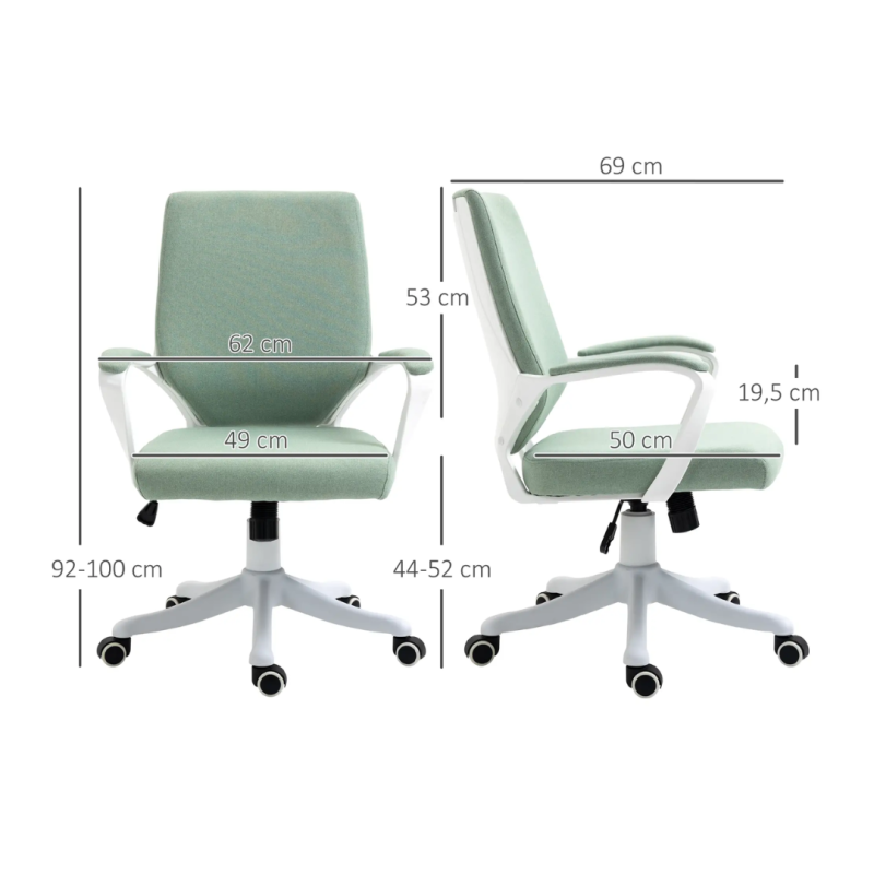 Silla Escritorio Giratoria Basculante con Reposabrazos | Lino Transpirable