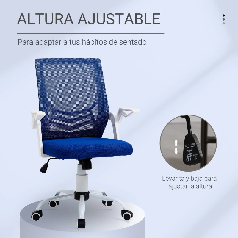 Silla Escritorio Ergonómica Giratoria con Reposabrazos Abatible y Lumbar